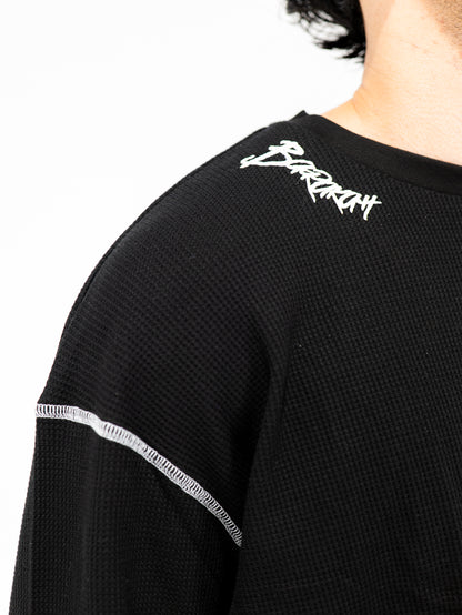 MIDNIGHT BLACK WAFFLE TEE